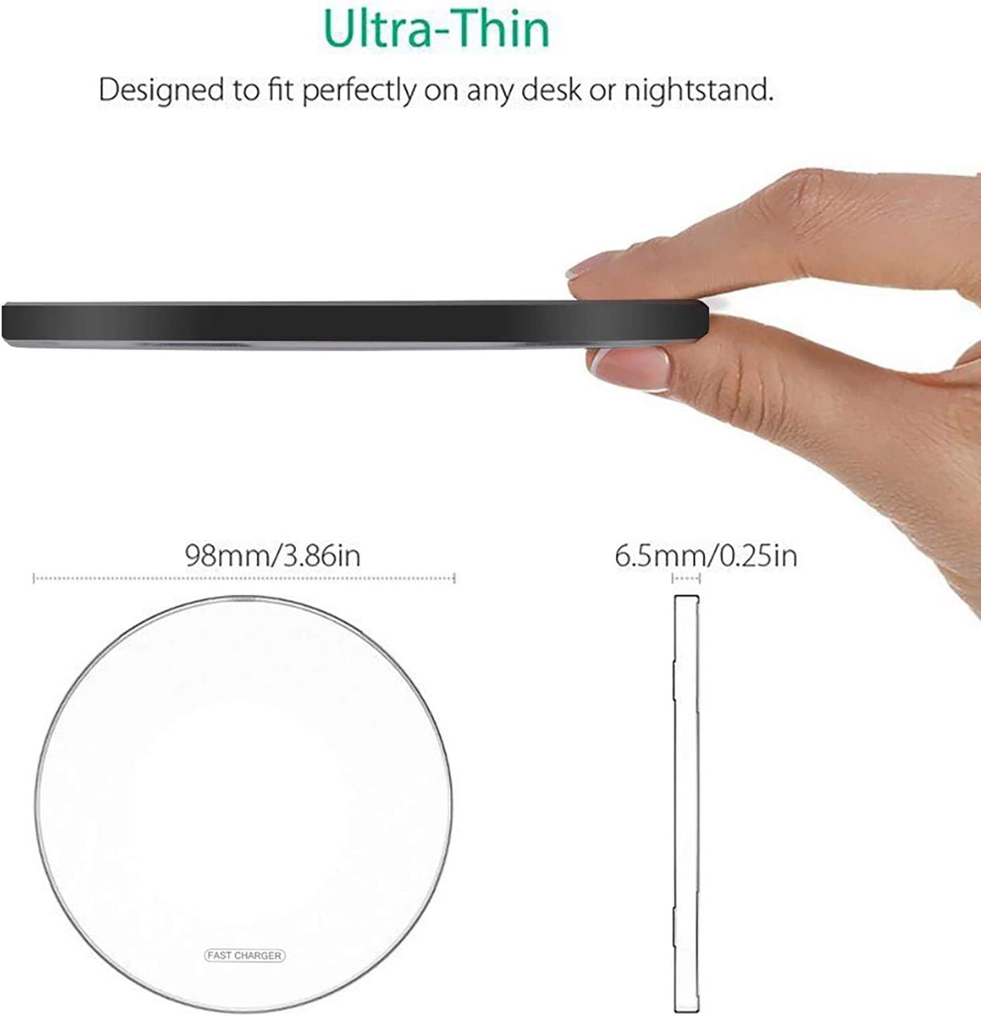 20W Max Fast Wireless Charging Pad - Compatible with iPhone 17/17 Pro/16/15/14/13/12/SE/Xs Max/Xr, AirPods, Samsung Galaxy S25/S24/Note, Google Pixel, and LG Devices