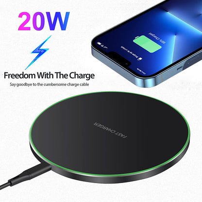 20W Max Fast Wireless Charging Pad - Compatible with iPhone 17/17 Pro/16/15/14/13/12/SE/Xs Max/Xr, AirPods, Samsung Galaxy S25/S24/Note, Google Pixel, and LG Devices