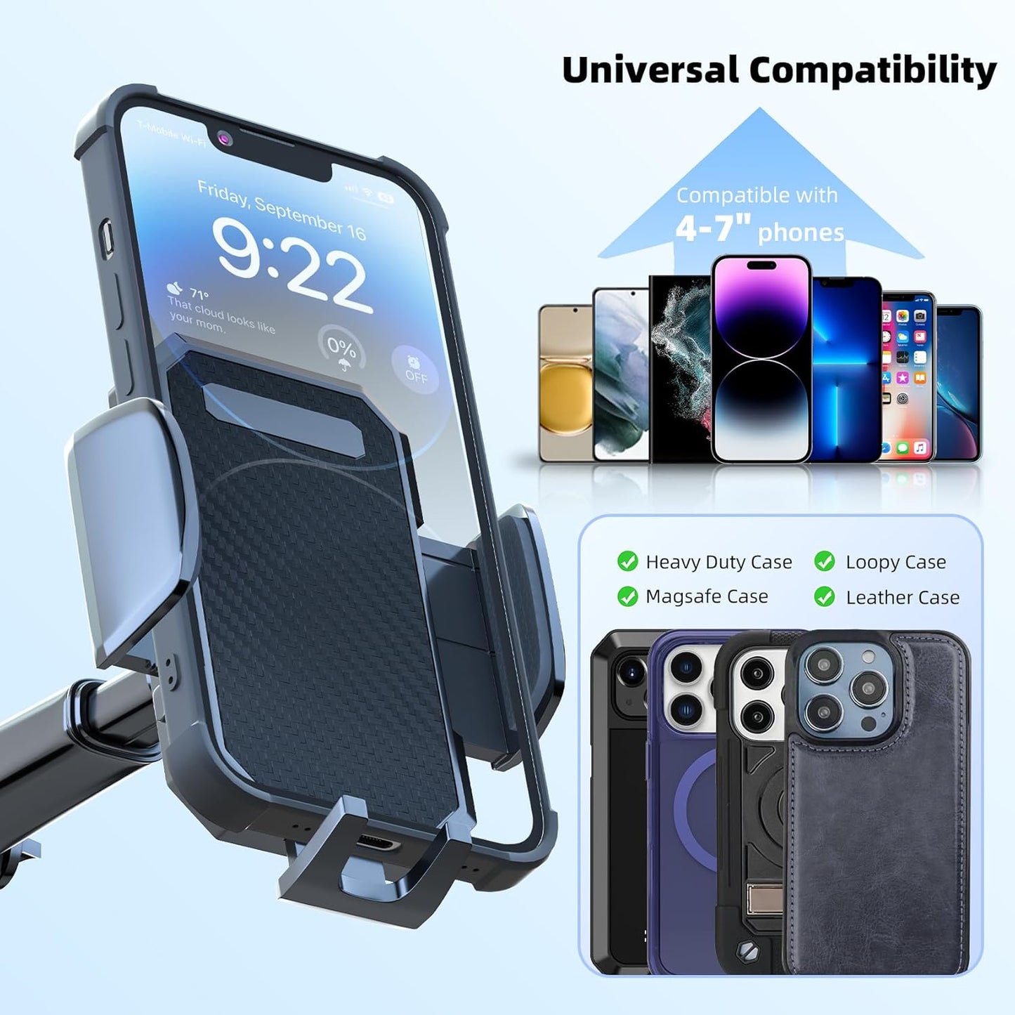 Ultimate 3-In-1 Car Phone Holder - Versatile Suction Cup & Clip Mount for Dashboard, Windshield & Vent - One-Hand Operation Compatible with All Smartphones & Vehicles