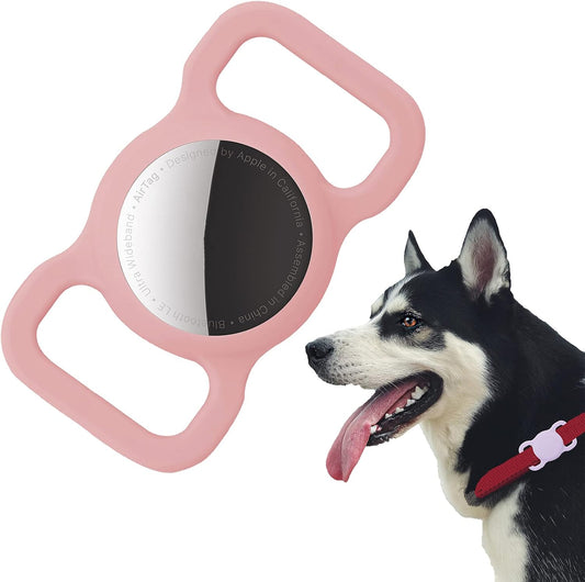 Protective Case Compatible for Airtag GPS Tracker, Fit for Dog Cat Collar Accessories Pet Loop Holder, Silicone Protective Case for Air Tag Lightweight Soft anti Scratch anti Lost(Pink 1Pack)