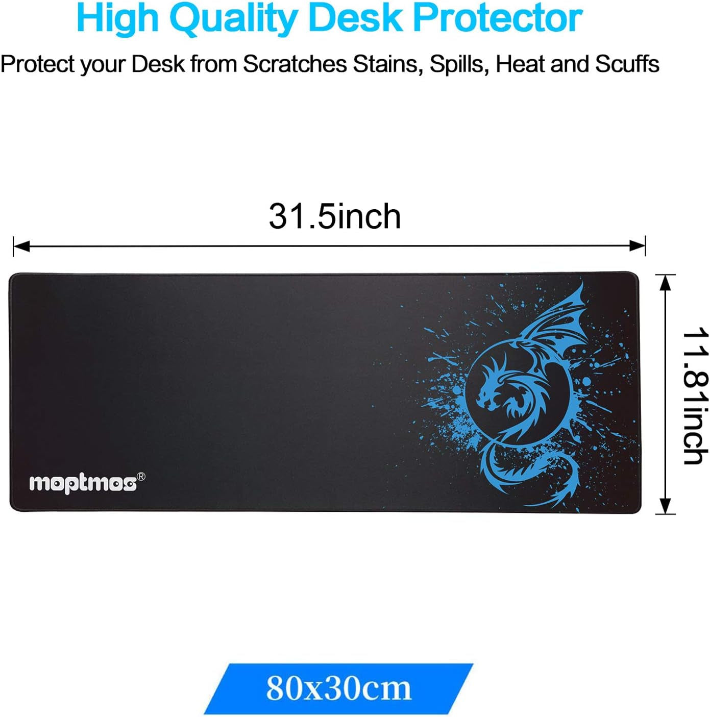 Extended Large Gaming Mouse Pad - Fly Dragon Design - Professional Office Computer Mat (A-Blue)